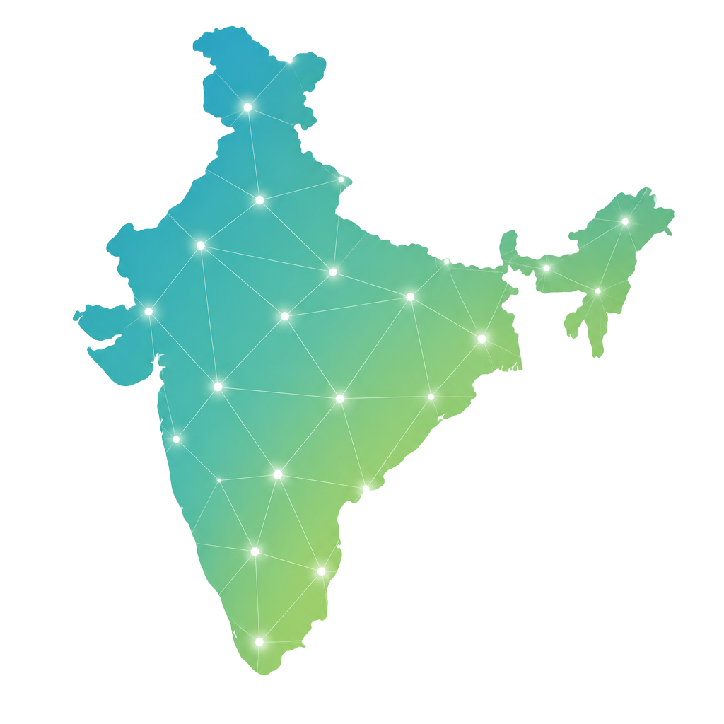 Illustrative map of India highlighting our growing distribution network